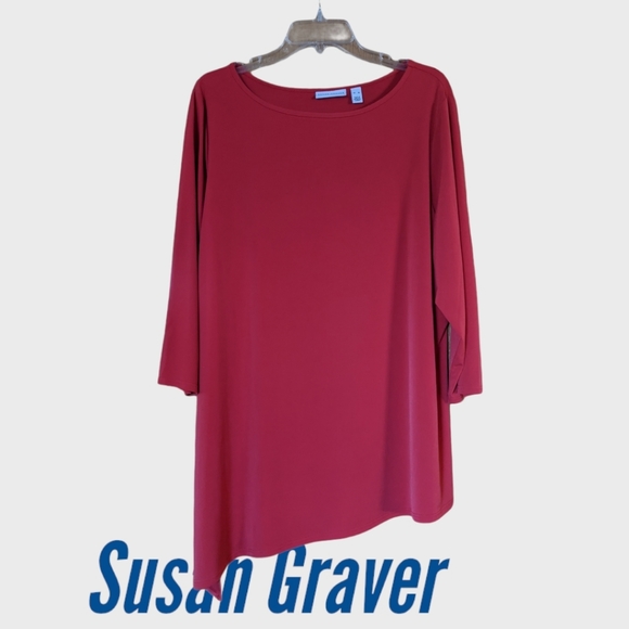 Susan Graver Tops - Susan Graver Solid Red Liquid Knit Top - XL
